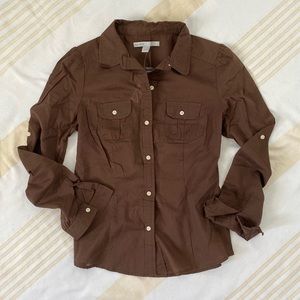 Old Navy NWT🦒Safari Blouse Lightweight Brown SZ S